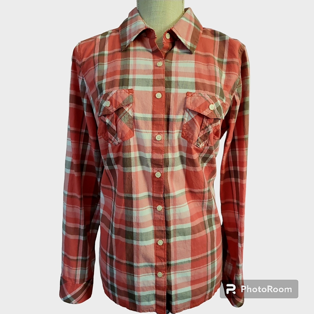 Sonoma Plaid Button Down Shirt Size Medium